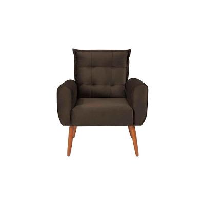 Poltrona Decorativa Descanço Pés Palito Dakota Matrix Veludo Marrom