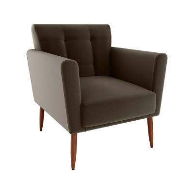 Poltrona Descanço Confortável Cancun Matrix Veludo Marrom