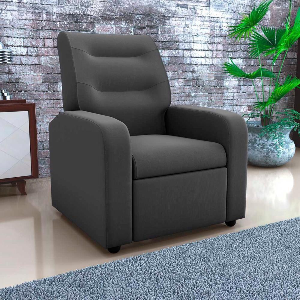 Poltrona Do Papai Reclinável Classic Matrix Suede Cinza - 5