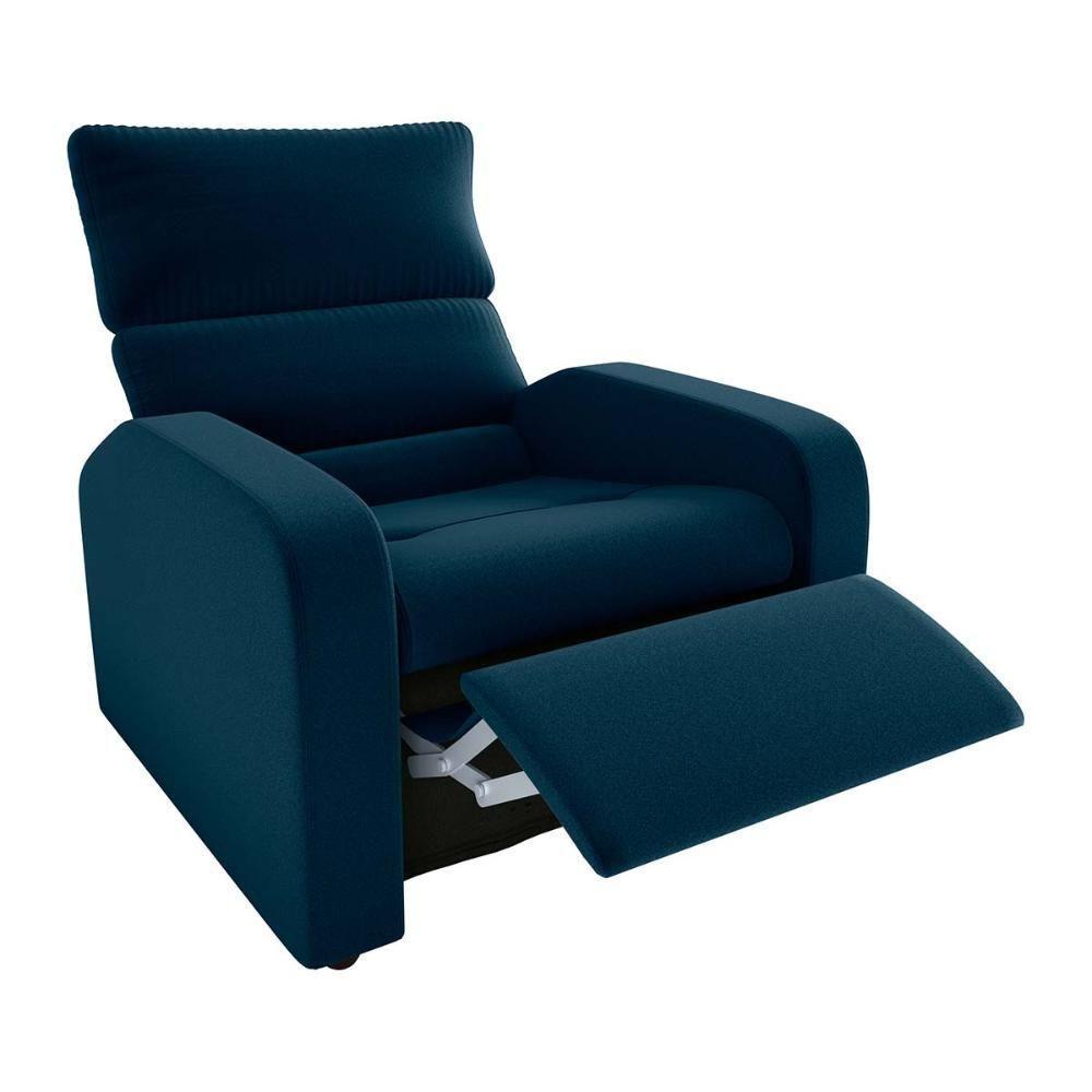 Poltrona Do Papai Reclinável Confortável Kwid Matrix Veludo Azul - 2