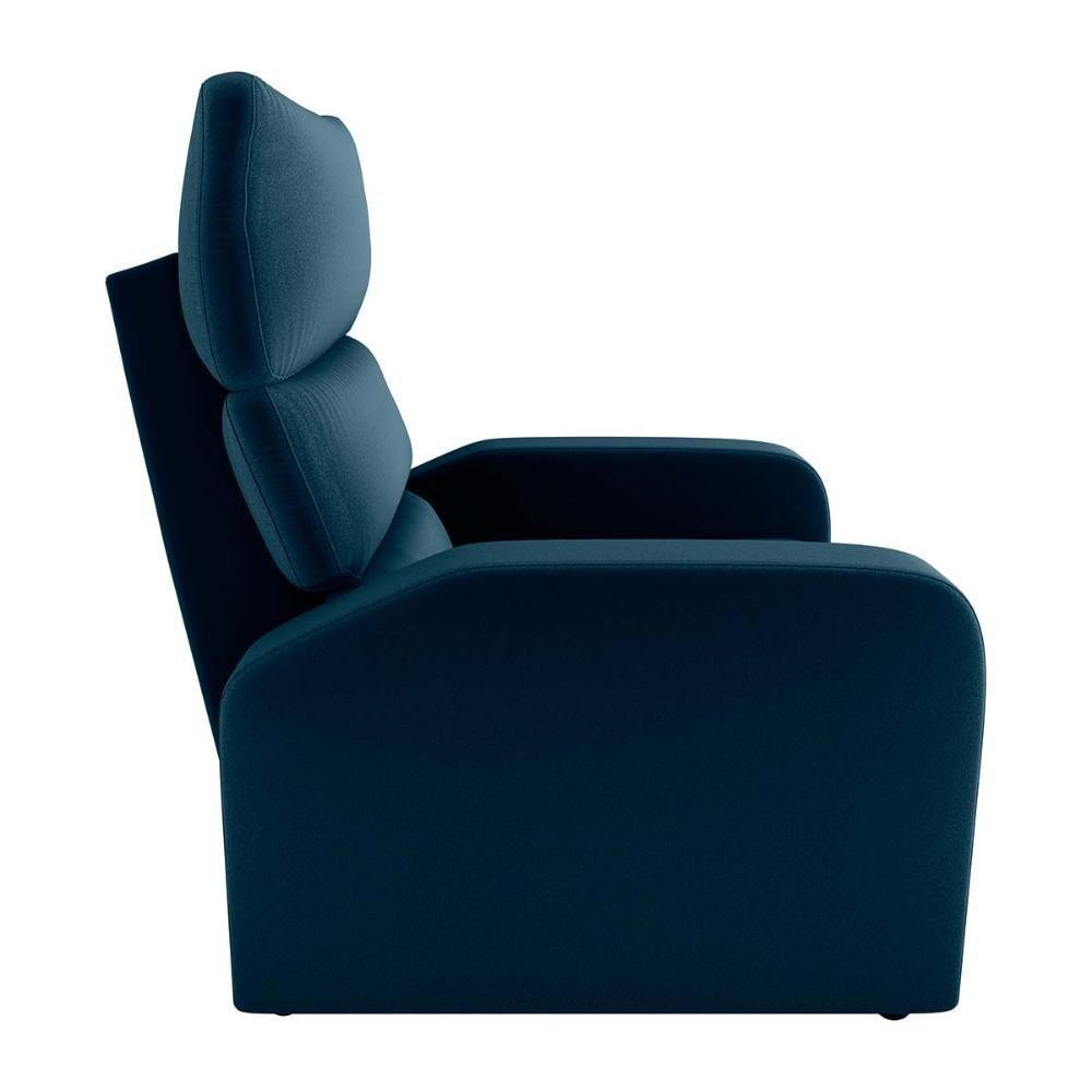 Poltrona Do Papai Reclinável Confortável Kwid Matrix Veludo Azul - 4