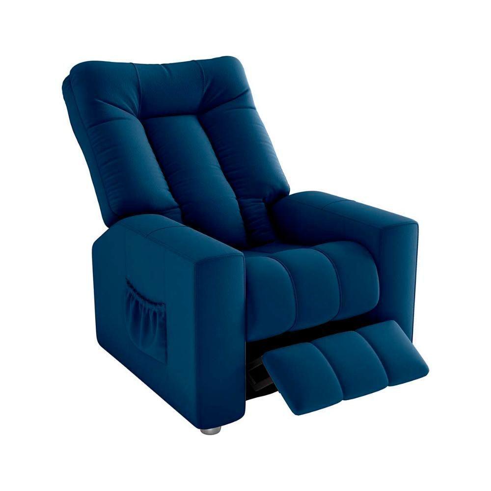 Poltrona Do Papai Reclinável Pallas Matrix Veludo Azul - 3