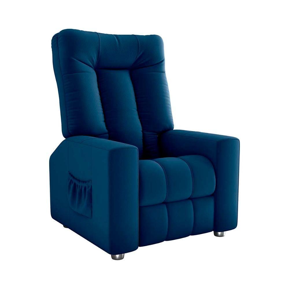 Poltrona Do Papai Reclinável Pallas Matrix Veludo Azul - 4