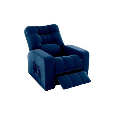 Poltrona Do Papai Reclinavel Para Descanço Azera Matrix Veludo Azul