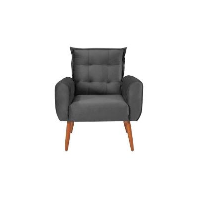 Poltrona Decorativa Descanço Pés Palito Dakota Matrix Veludo Cinza
