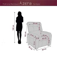 Poltrona Do Papai Reclinavel Para Descanço Azera Matrix Veludo Cinza - 5