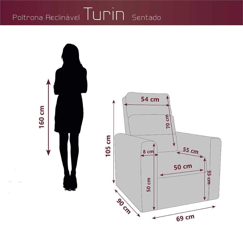 Poltrona Do Papai Confortável Reclinável Turin Matrix Sintetico Preto - 5