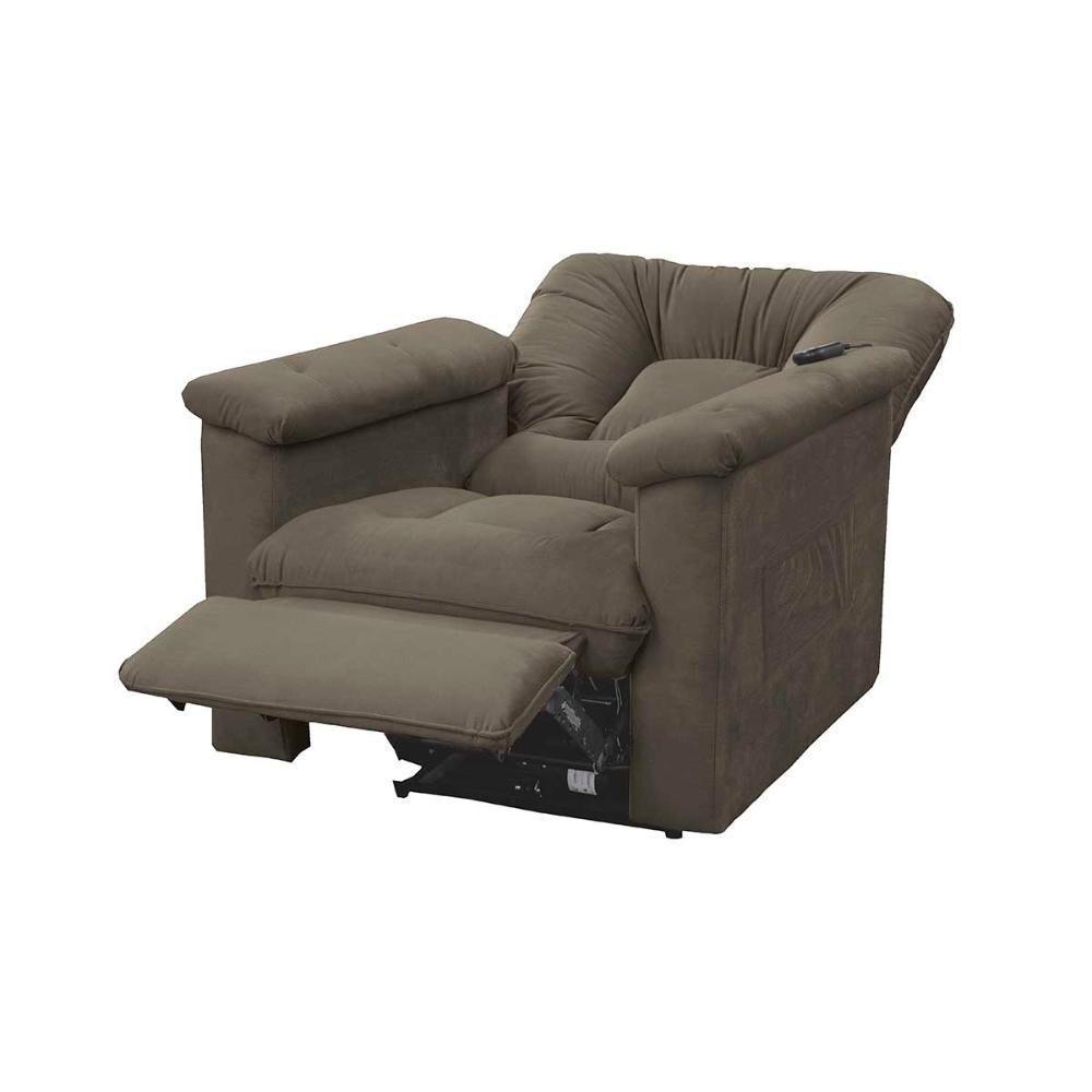 Poltrona Do Papai Eletrica Super Luxo Com Controle Remoto Porshe Matrix Veludo Capuccino - 5