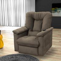 Poltrona Do Papai Eletrica Super Luxo Com Controle Remoto Porshe Matrix Veludo Capuccino - 3