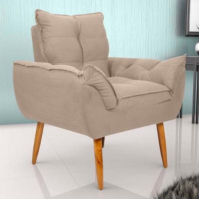 Poltrona Opala Tokio Para Descanço Confortável Toquio Matrix Suede Bege