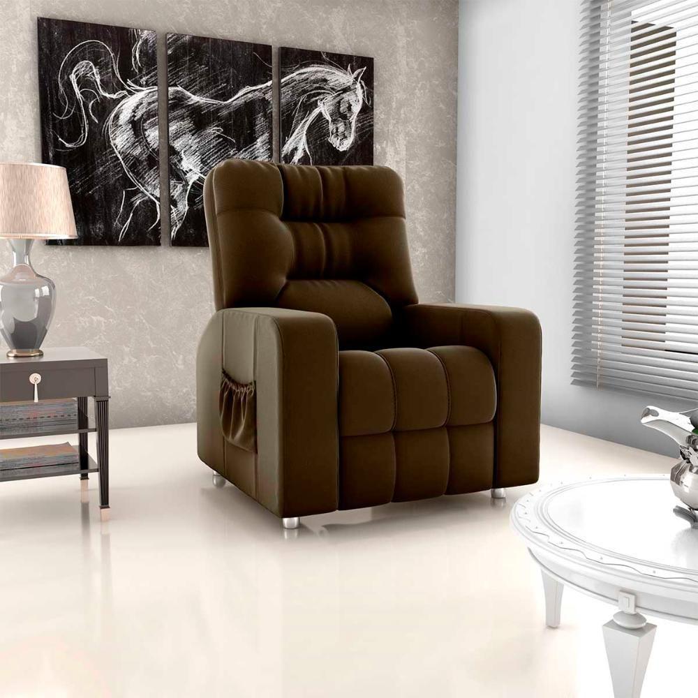 Poltrona Do Papai Reclinavel Para Descanço Azera Matrix Veludo Marrom - 2