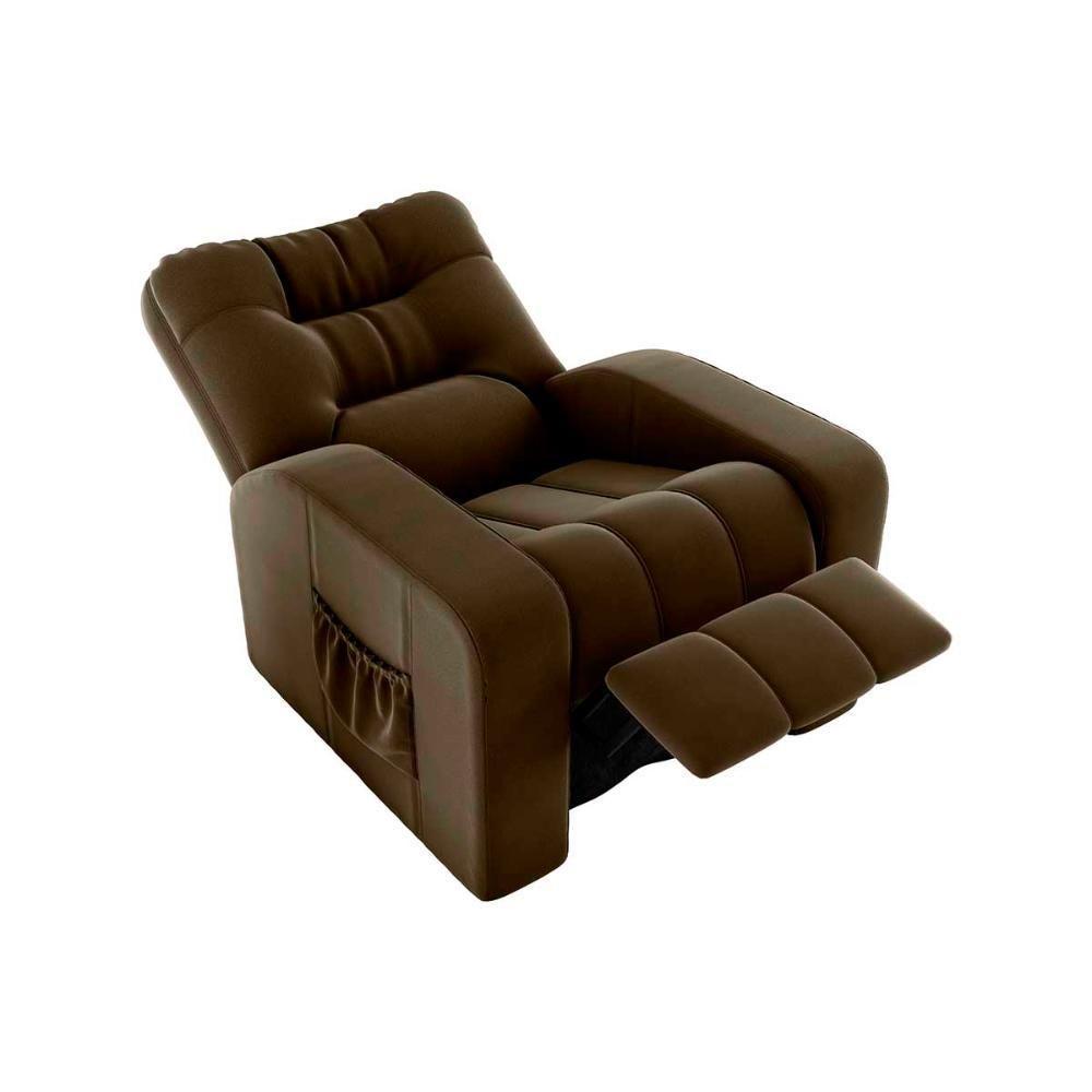 Poltrona Do Papai Reclinavel Para Descanço Azera Matrix Veludo Marrom - 3