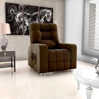 Poltrona Do Papai Reclinavel Para Descanço Azera Matrix Veludo Marrom - 2