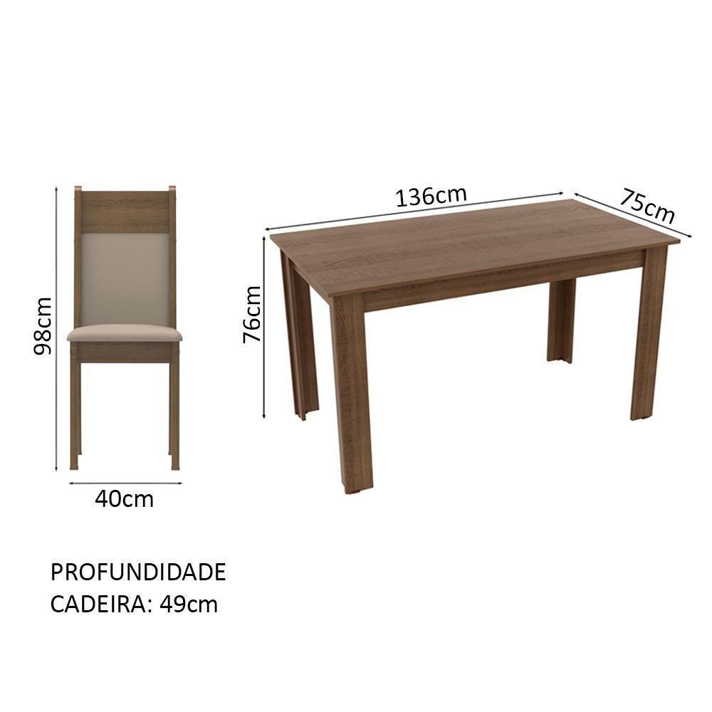 Conjunto Sala De Jantar Havana Madesa Mesa Tampo De Madeira Com 4 Cadeiras Rustic-crema-pérola - 7