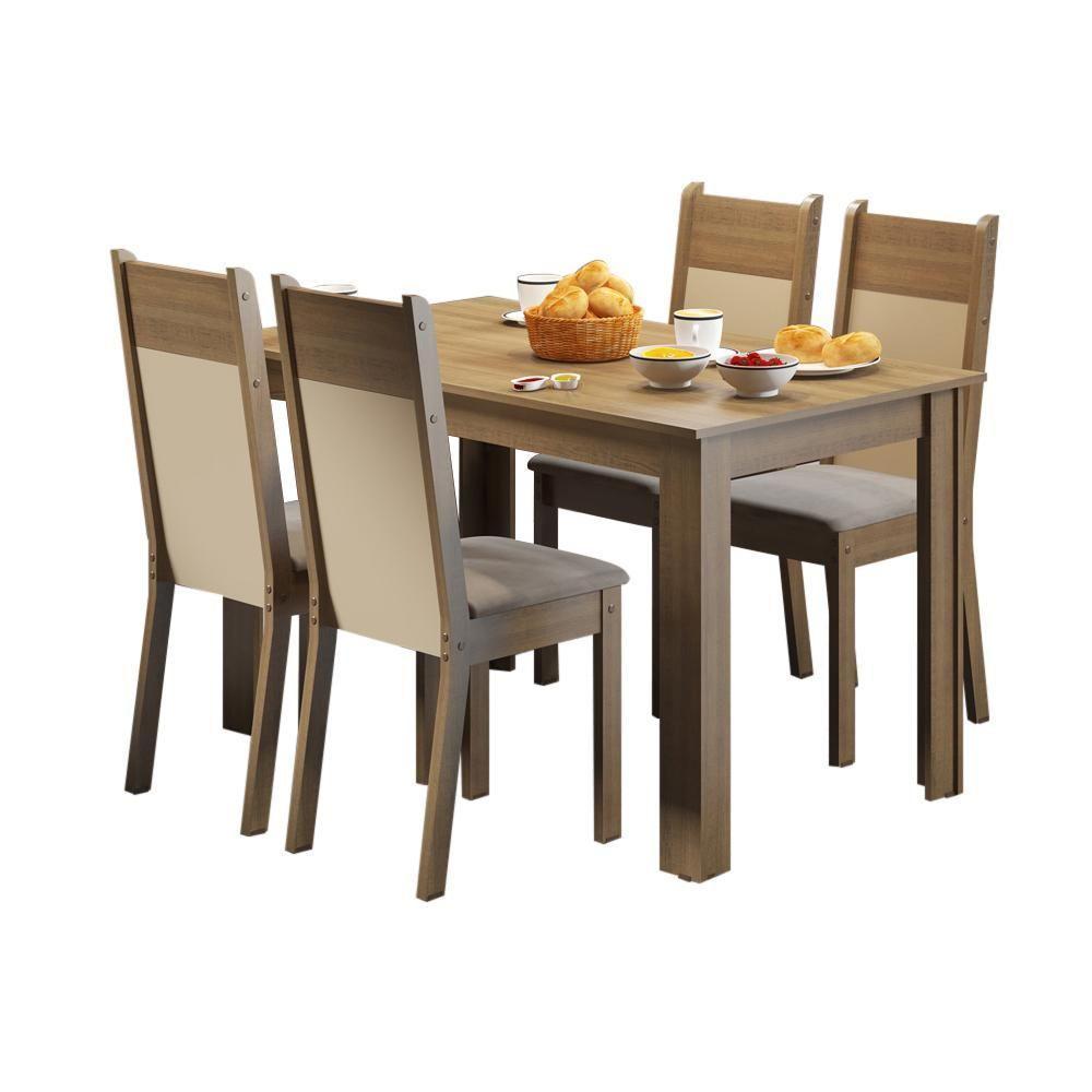 Conjunto Sala De Jantar Havana Madesa Mesa Tampo De Madeira Com 4 Cadeiras Rustic-crema-pérola - 8