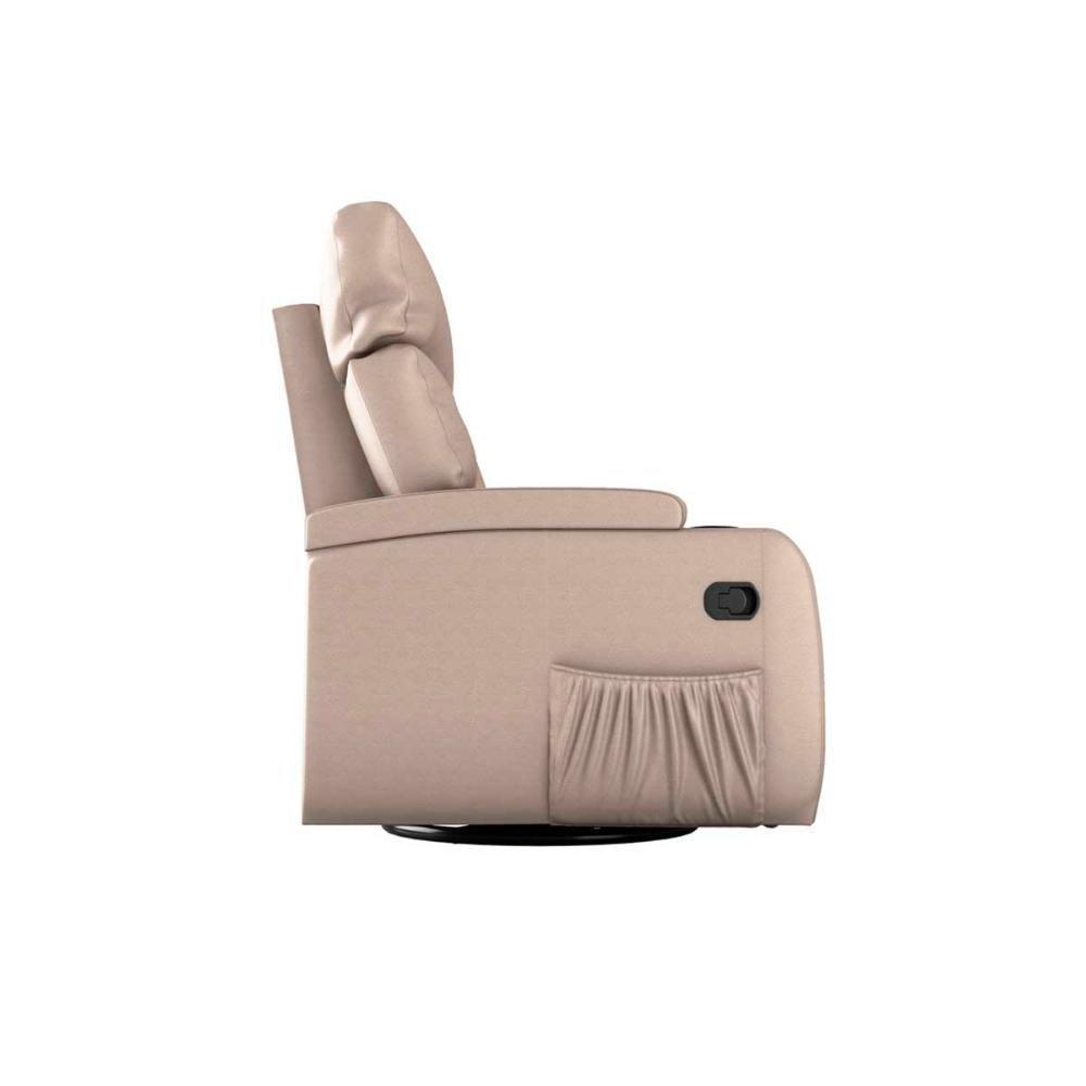 Poltrona Do Papai Reclinável E Giratória Luxo Premium Commander Matrix Sintetico Bege - 6