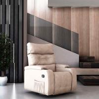 Poltrona Do Papai Reclinável E Giratória Luxo Premium Commander Matrix Sintetico Bege - 5