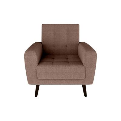 Poltrona Para Descanço Com Pés De Madeira Livia Matrix Boucle Marrom