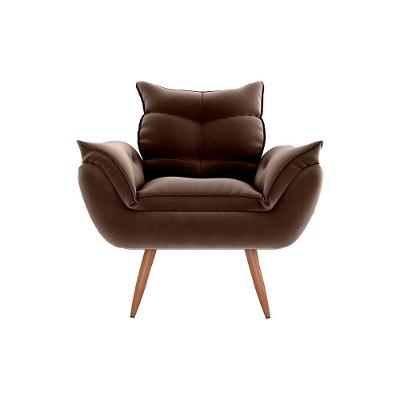 Poltrona Opala Tokio Para Descanço Confortável Toquio Matrix Veludo Marrom