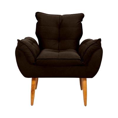 Poltrona Opala Tokio Para Descanço Confortável Toquio Matrix Suede Marrom