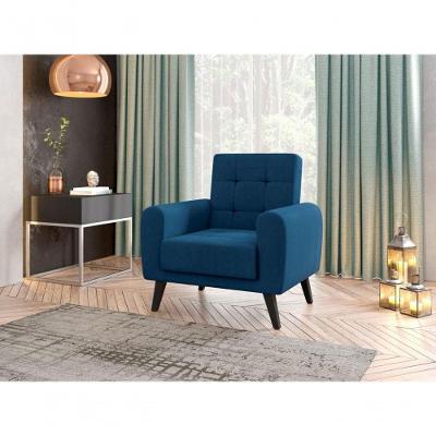 Poltrona Para Descanço Com Pés De Madeira Livia Matrix Veludo Turkey Petróleo