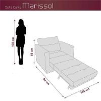 Sofa Cama Poltrona 1 Lugar Solteiro 0,90 Larg Marissol Matrix Suede Cinza