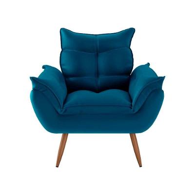 Poltrona Opala Tokio Para Descanço Confortável Toquio Matrix Veludo Turkey Petróleo Veludo Turkey Petróleo