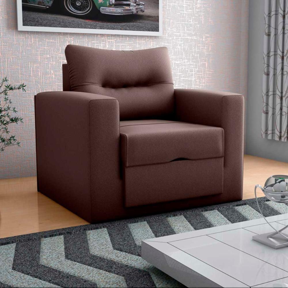 Sofa Cama Poltrona 1 Lugar Solteiro 0,90 Larg Marissol Matrix Suede Marrom - 2