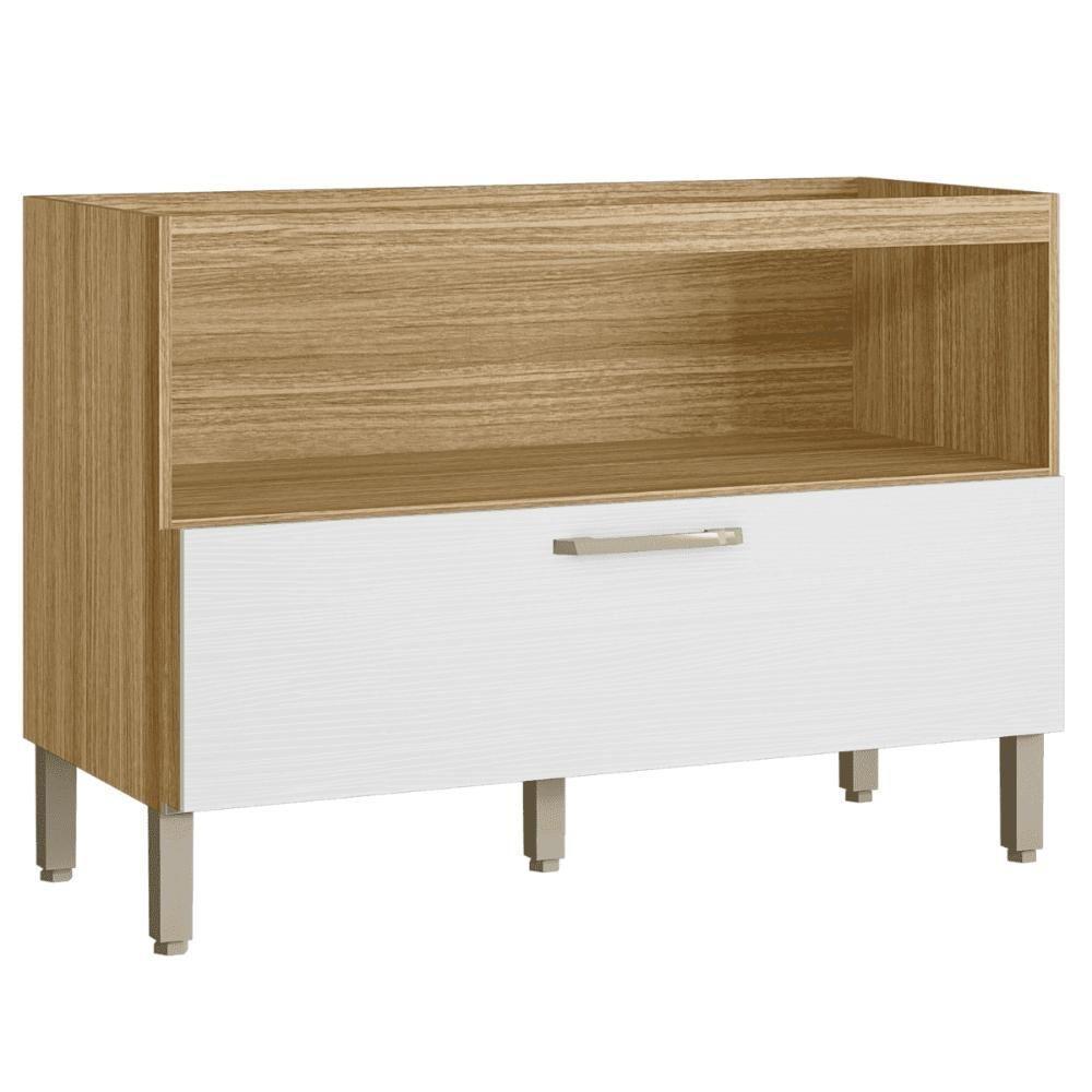 Balcão 1 Basculante C/ Gaveteiro 120 Cm Lapis Freijó Supremo Ripado - 4