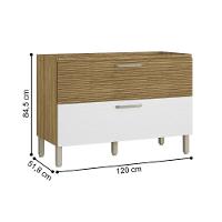 Balcão 1 Basculante C/ Gaveteiro 120 Cm Lapis Freijó Supremo Ripado - 3