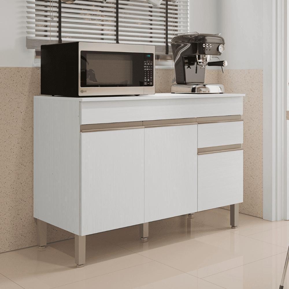 Balcao 3 Portas C/ Gaveteiro 1,20 Line C/ Tampo Supremo - 1