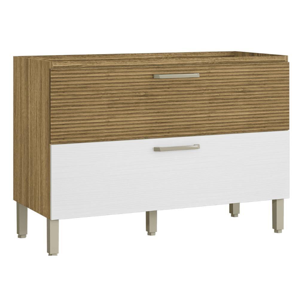 Balcão 1 Basculante C/ Gaveteiro 120 Cm Ametista Freijó Supremo Ripado - 2