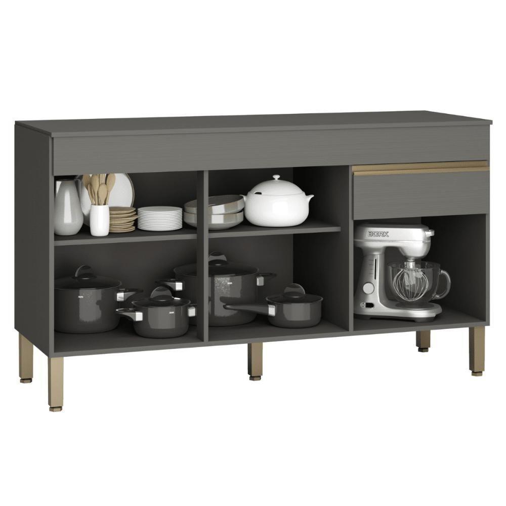 Balcao 3 Portas C/ Gaveteiro 1,50 Line C/ Tampo Gris - 4