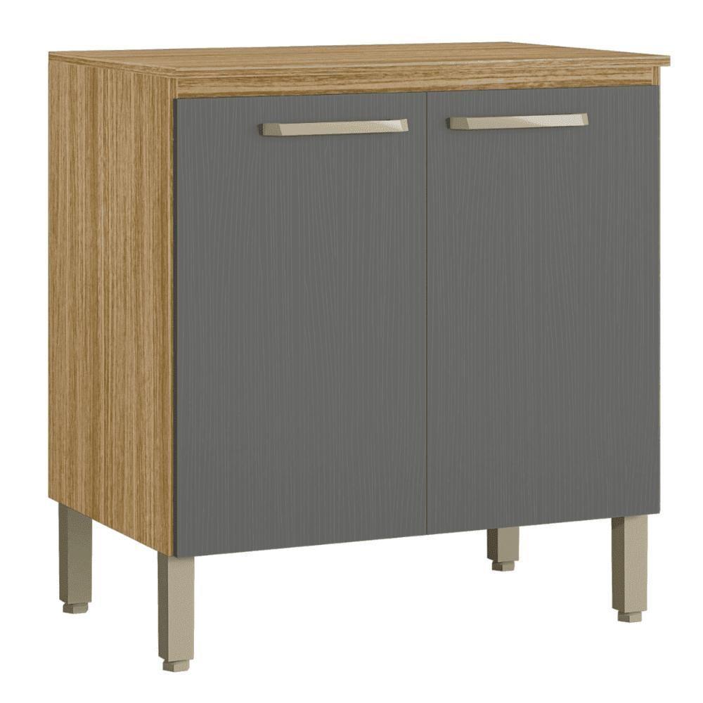 Balcão 2 Portas 800 C/ Tampo Lapis Freijó Gris - 2