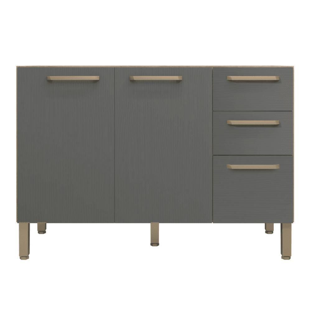 Balcao 3 Portas C/ 2 Gaveteiro 1,20 Mad Versalhes C/ Tampo Freijó Gris - 2