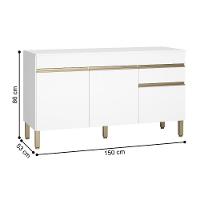 Balcao 3 Portas C/ Gaveteiro 1,50 Linea C/ Tampo Supremo - 3