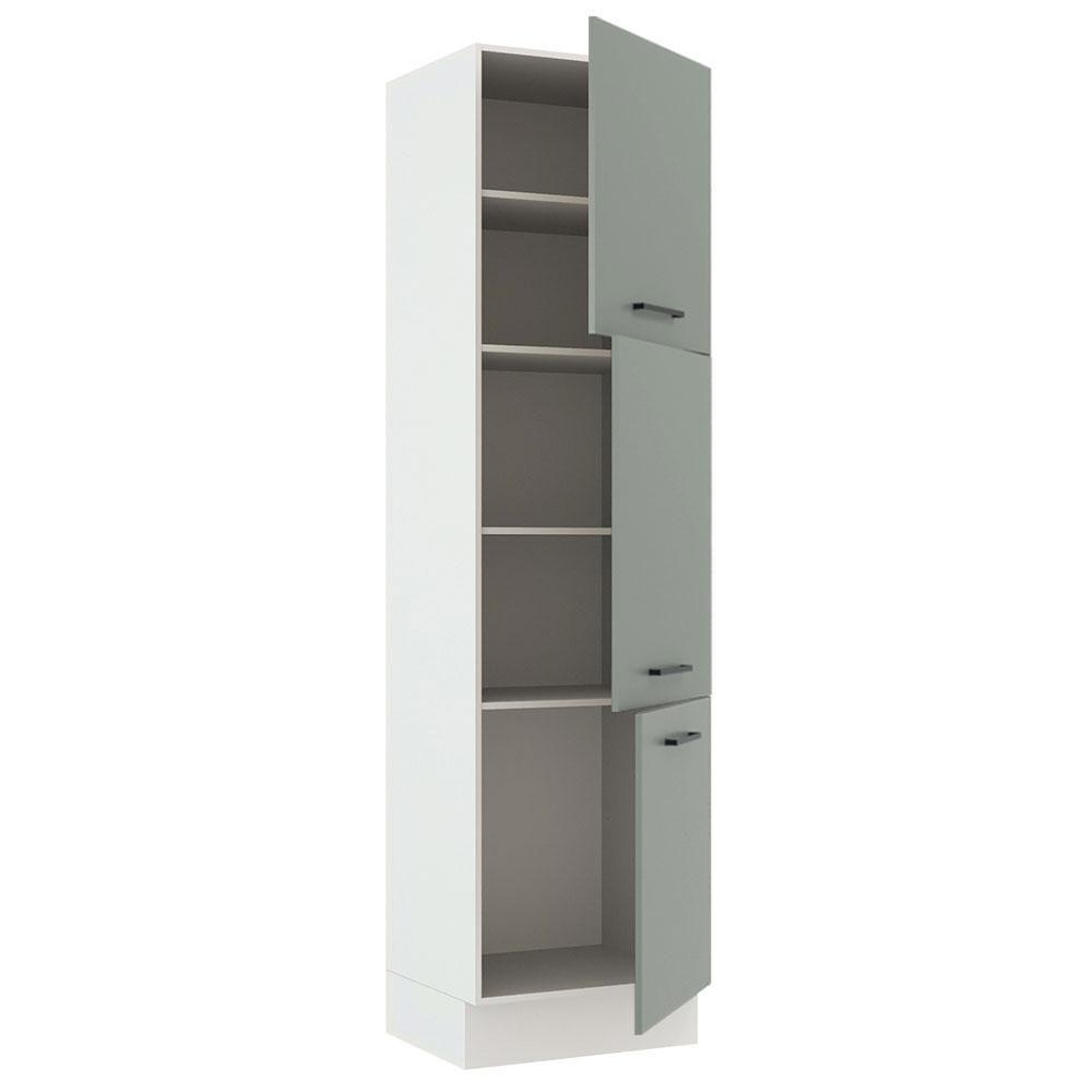 Paneleiro Madesa Agata 60 cm 3 Portas Branco e Cinza - 4