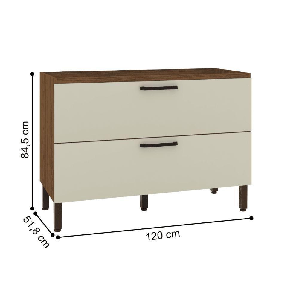 Balcão 1 Basculante C/ Gaveteiro 120 Cm Ametista Nogueira Off White - 3