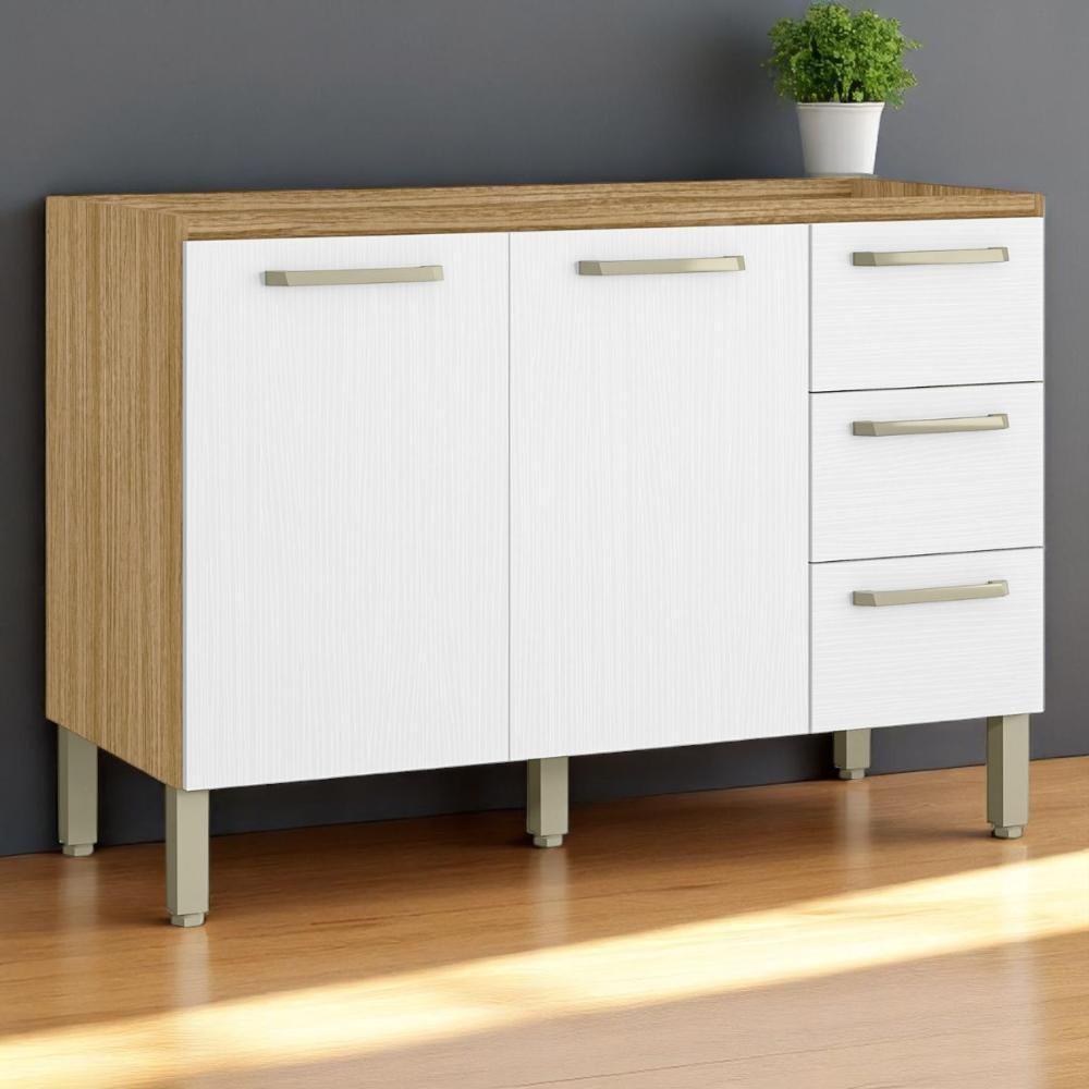 Balcão 2 Portas 3 Gaveteiros 1,20 Lapis Freijó Supremo - 1