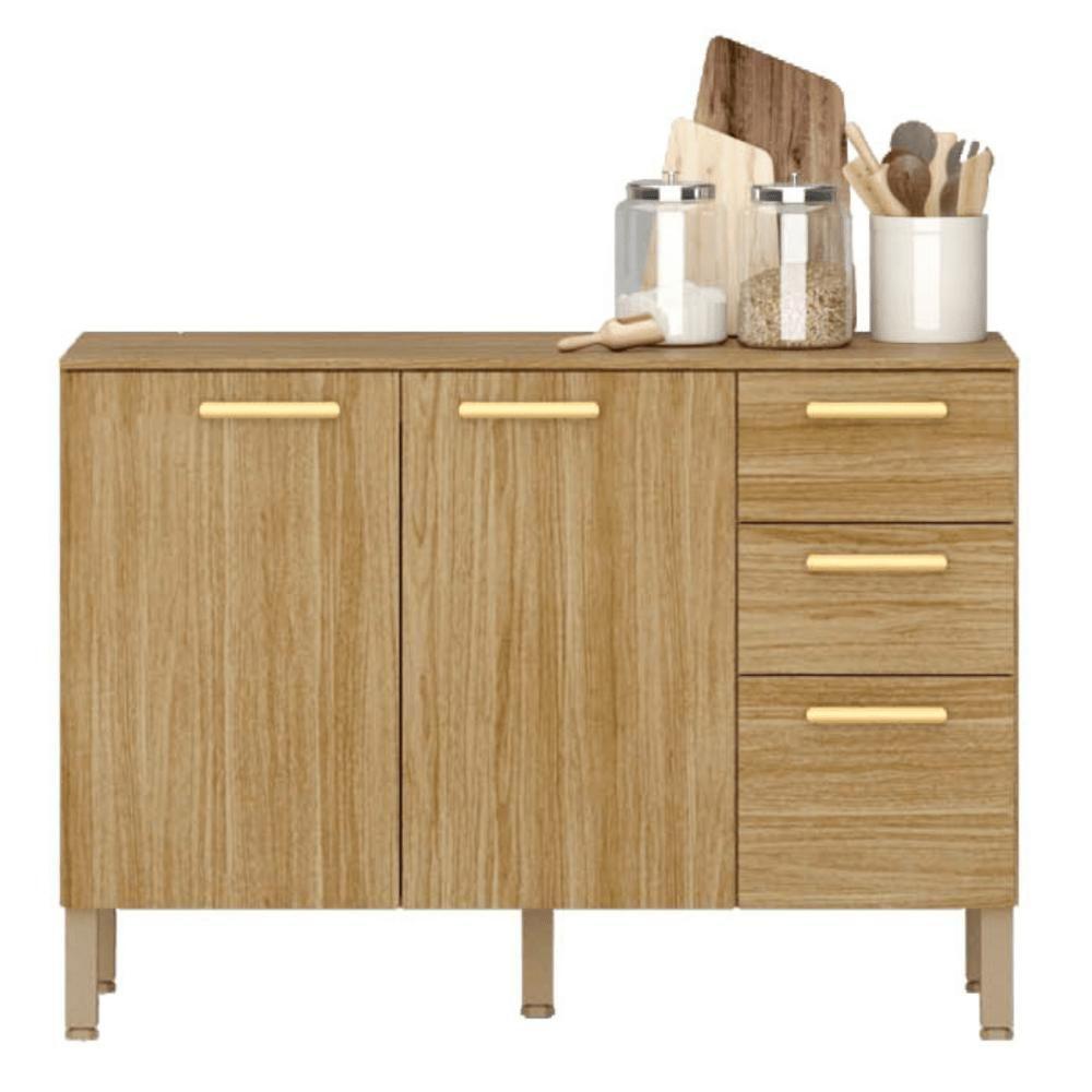 Balcão Urbino 3 Gavetas 1 Porta C/ Tampo Freijó Freijó - 2