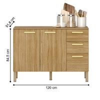 Balcão Urbino 3 Gavetas 1 Porta C/ Tampo Freijó Freijó - 3