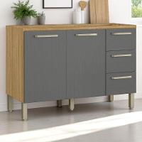 Balcão 2 Portas 3 Gaveteiros 1,20 Ametista Freijó Gris - 1