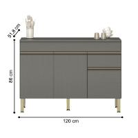 Balcao 3 Portas C/ Gaveteiro 1,20 Line C/ Tampo Gris - 3