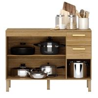 Balcão Urbane 3 Gavetas 1 Porta C/ Tampo Freijó Freijó - 4