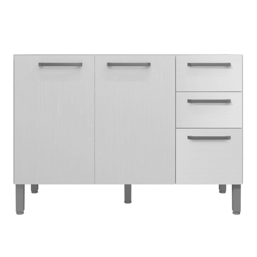 Balcao 3 Portas C/ 2 Gaveteiro 1,20 Mad Firenze C/ Tampo Branco Supremo - 2