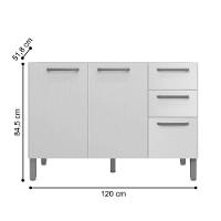 Balcao 3 Portas C/ 2 Gaveteiro 1,20 Mad Firenze C/ Tampo Branco Supremo - 3