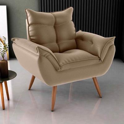 Poltrona Opala Tokio Para Descanço Confortável Toquio Matrix Veludo Turkey Capuccino Veludo Turkey Capuccino