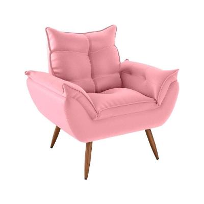 Poltrona Opala Tokio Para Descanço Confortável Toquio Matrix Veludo Turkey Rosa Veludo Turkey Rosa