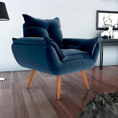 Poltrona Opala Tóquio Para Descanso Veludo Azul Matrix