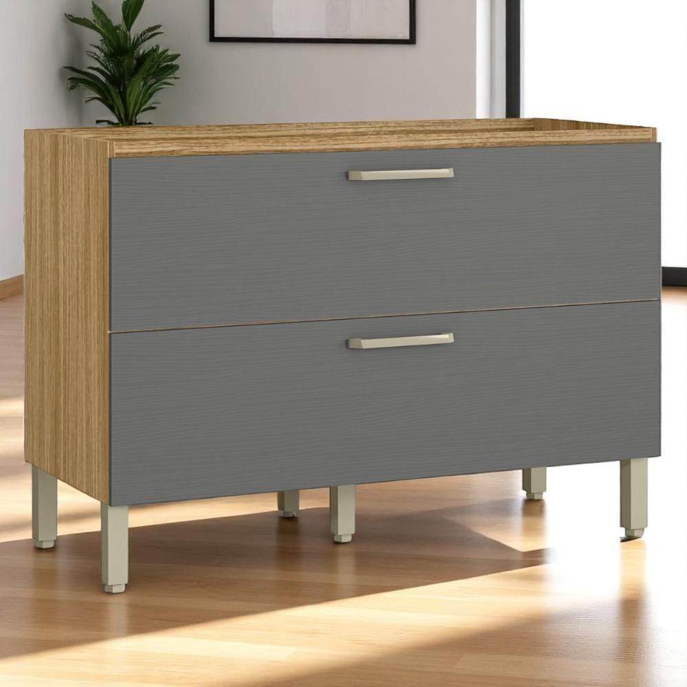 Balcão 1 Basculante C/ Gaveteiro 120 Cm Ametista Freijó Gris - 1